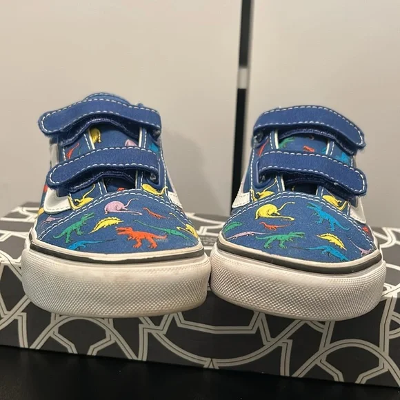 Vans Kids Dino Old School V Velcro Sneakers Size 3 - Picture 8 of 10